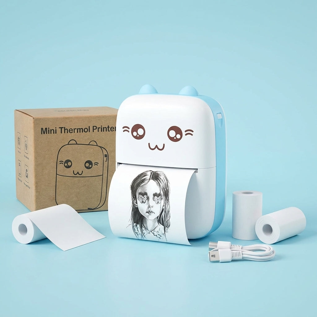 Cute Mini Bluetooth Thermal Printer - Portable Inkless Pocket Printer