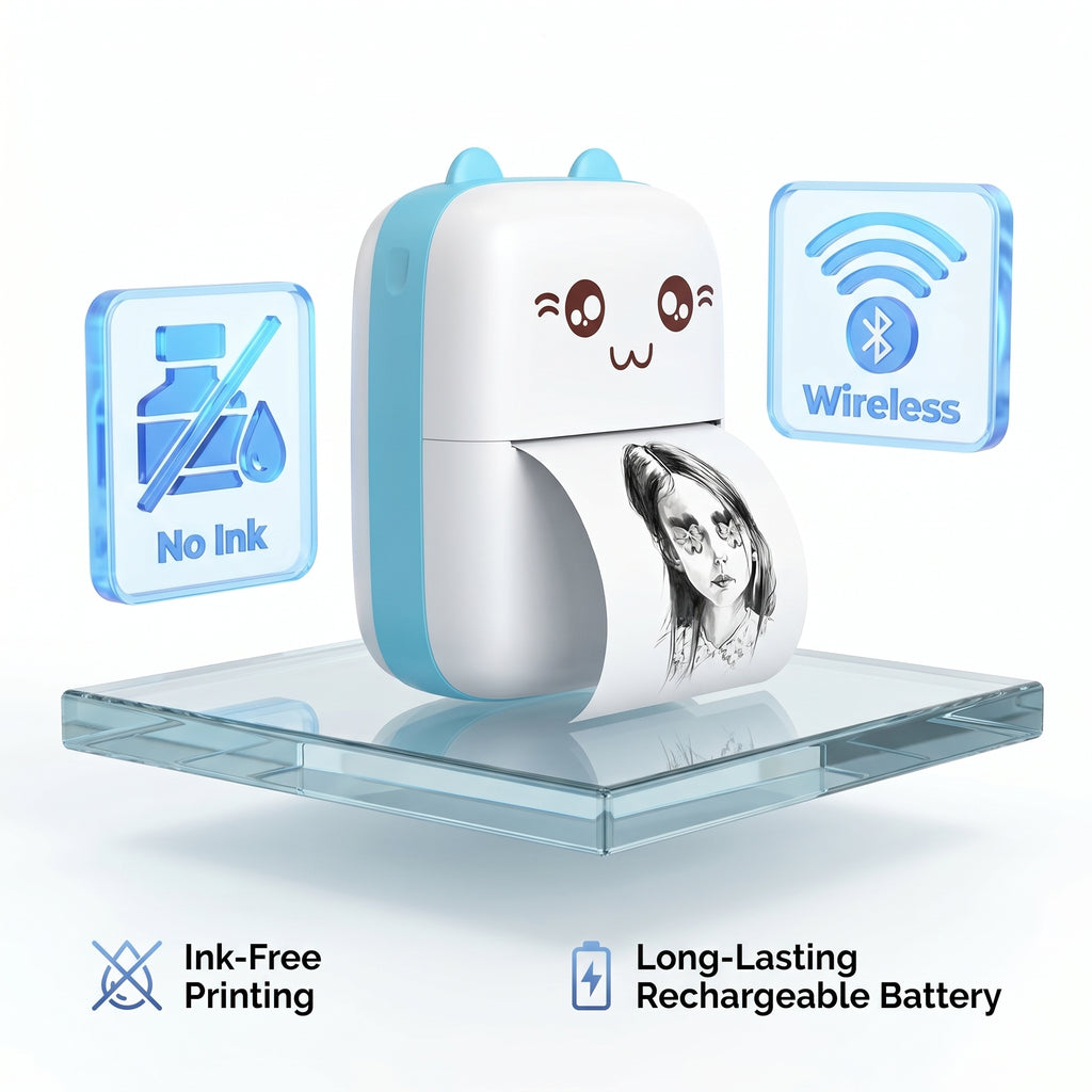 Cute Mini Bluetooth Thermal Printer - Portable Inkless Pocket Printer